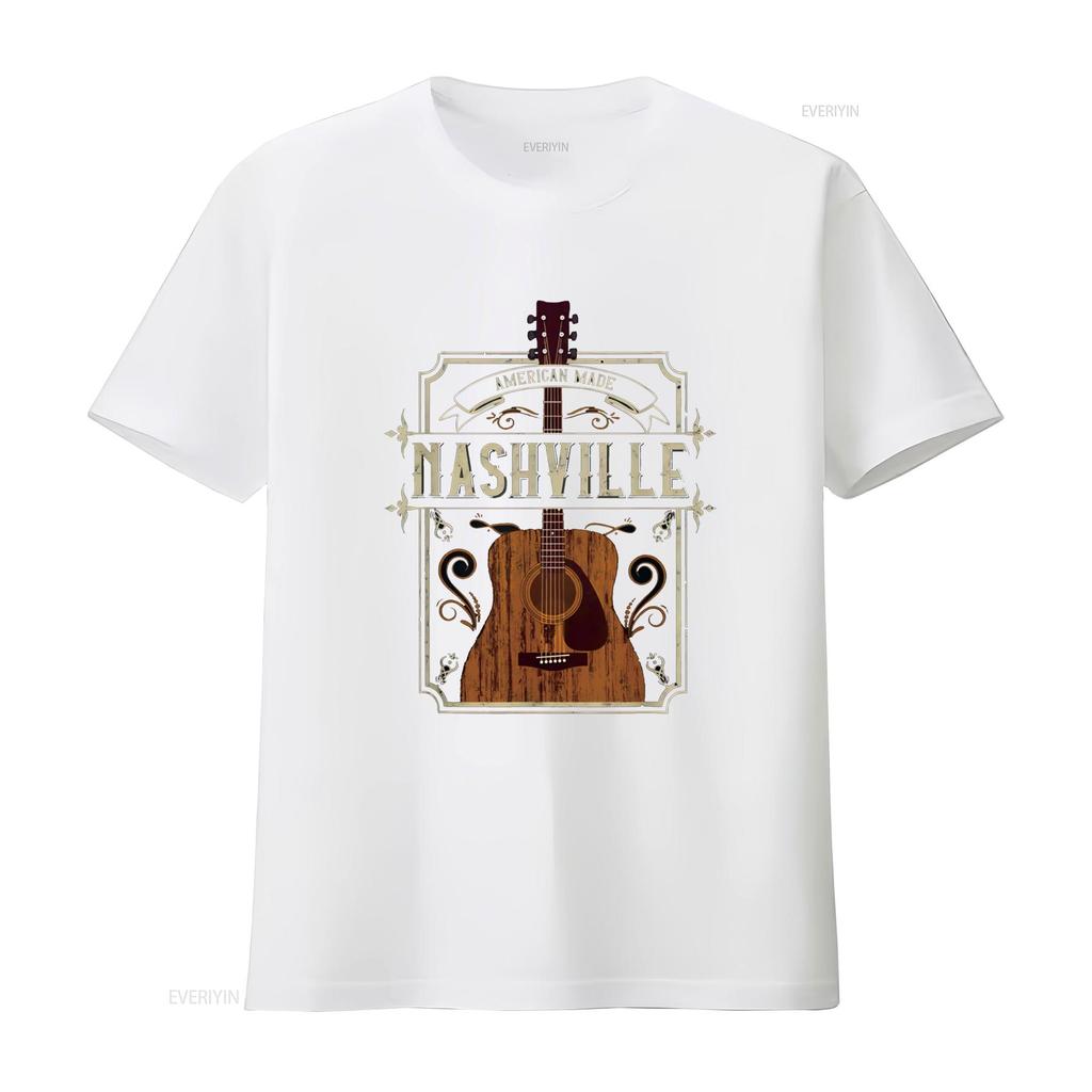 Vintage Guitar Nashville Womens T Shirt Black X Large vintage Washed Casual Breathable homme Versatile Unisex Stretched