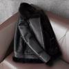Genuine Lambswool Leather Jacket Men Winter Thickened Slim Fit Biker Fashion Fur Coat Korean Style