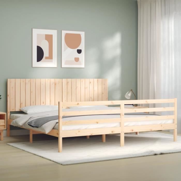 VidaXL Cadre de lit avec tête de lit 200x200 cm bois massif 3194786