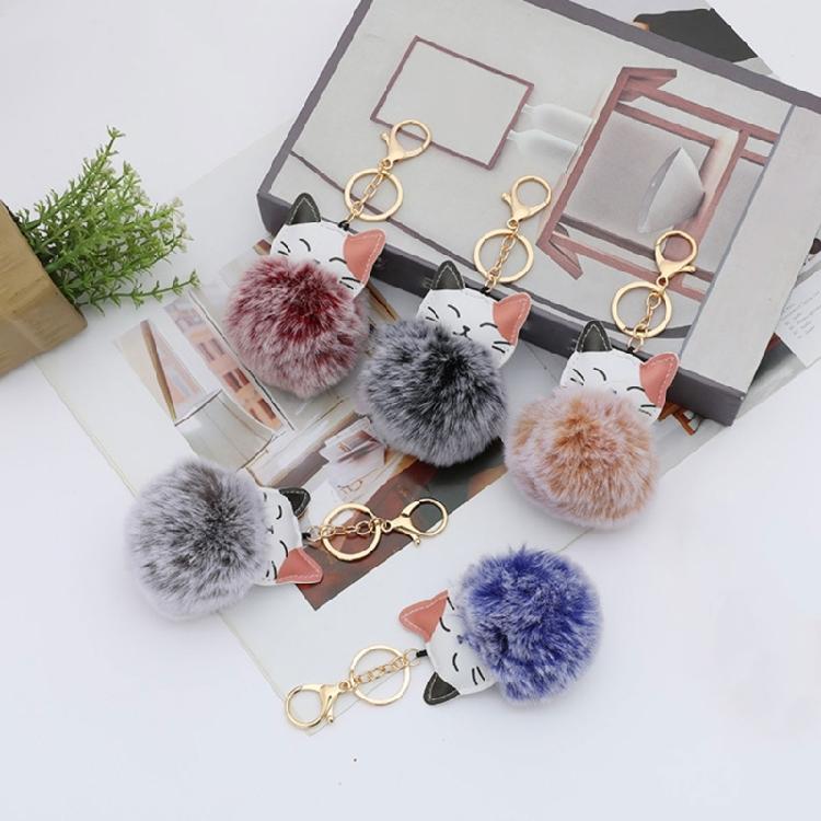 Elegante Schlüsselkette Weicher Haarbällchen Katzenanhänger Schlüsselanhänger Charm für Auto oder Tasche Schlüssel