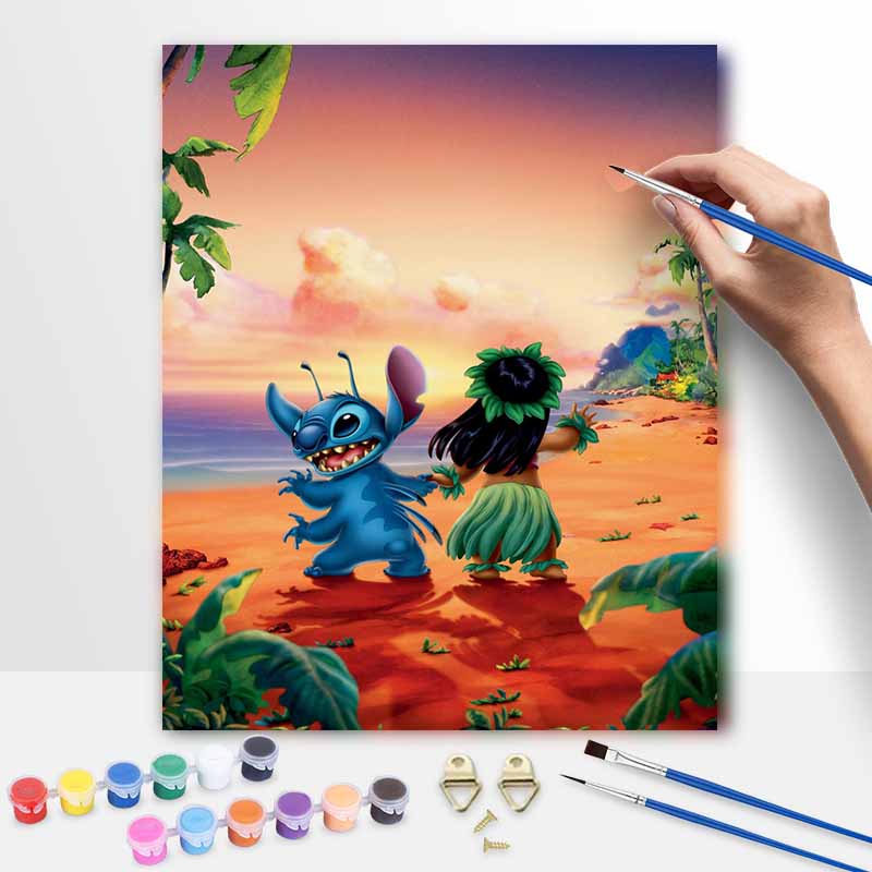 Disney Lilo & Stitch digital oil painting diy coloring handpainted filling home decoration gift canvas wall art for living room decor