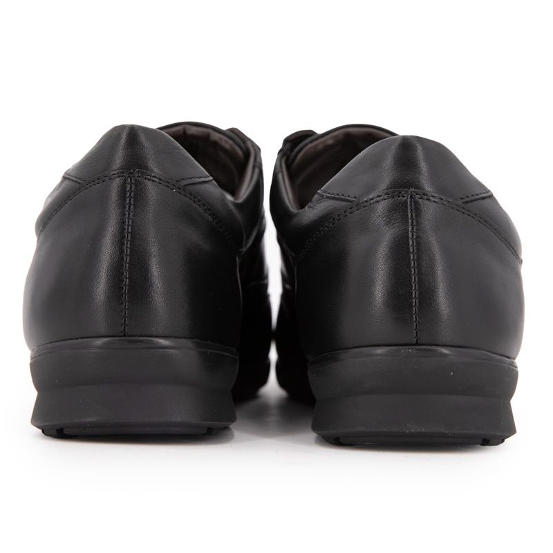 Men's PIERRE CARDIN Black Leather City Sneakers with Black Laces