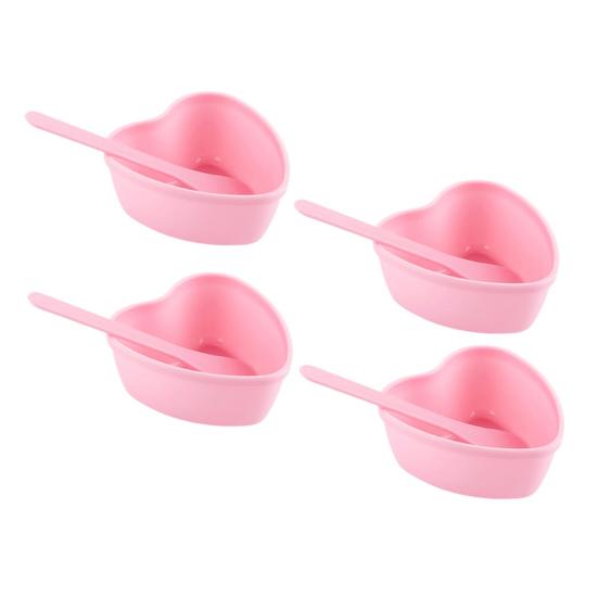 Plastic Facial Masque Bowl Set Heart-Shaped Mixing Bowls Brushes Reusable Skin Care Tools for Women Face Mixing