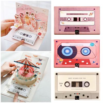 60 Seconds Recordable Greeting Card Personalized DIY Cassette Tape Greeting Cards Voice Message Musical Audio