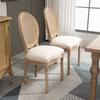 Set of 2 Living Room Chairs in Vintage Style with Openwork Backrest, in Wood and Fabric, 49x56x96cm, Cream White