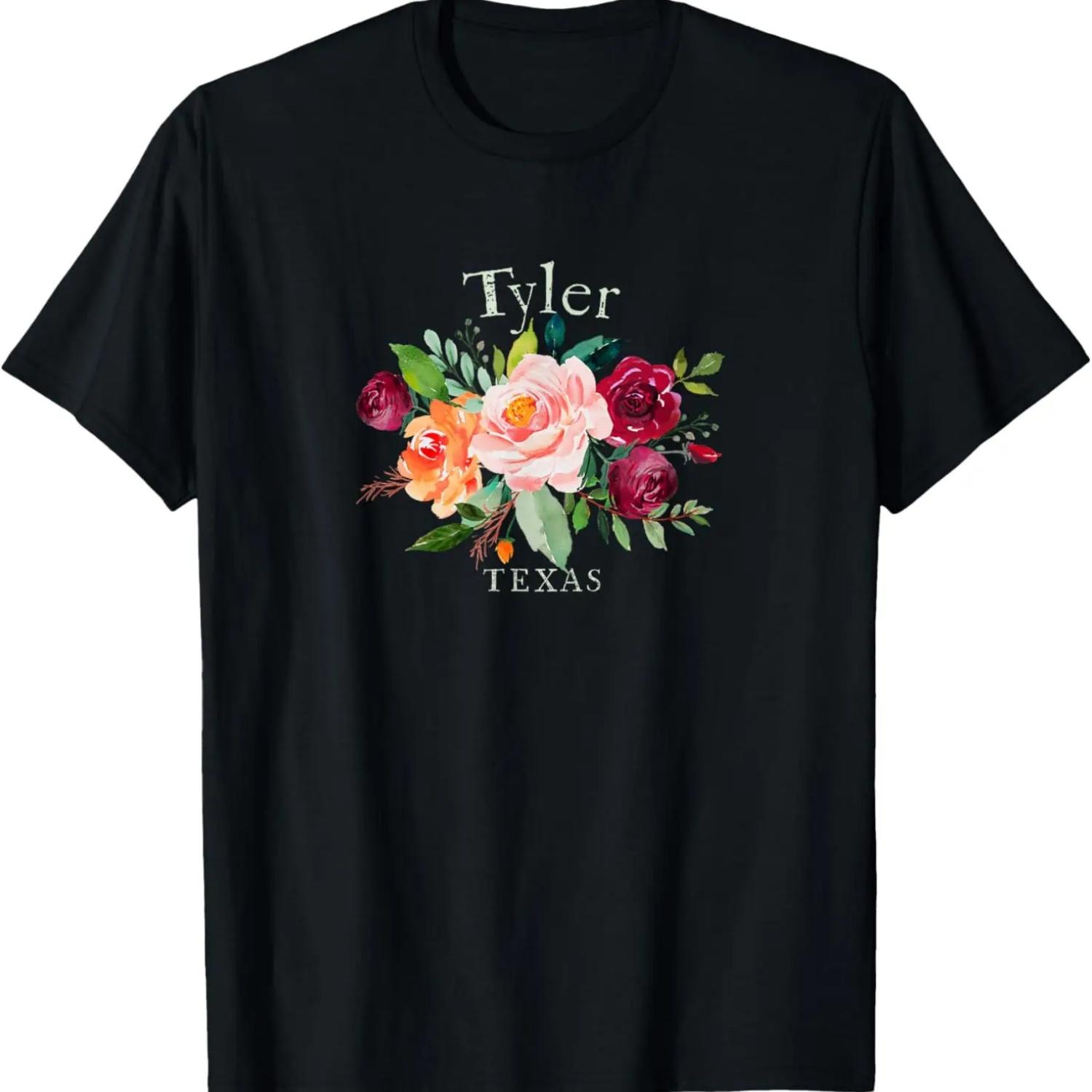 Tyler Texas Floral Rose Lovers Flower Gardeners Souvenir T-Shirt S чёрный