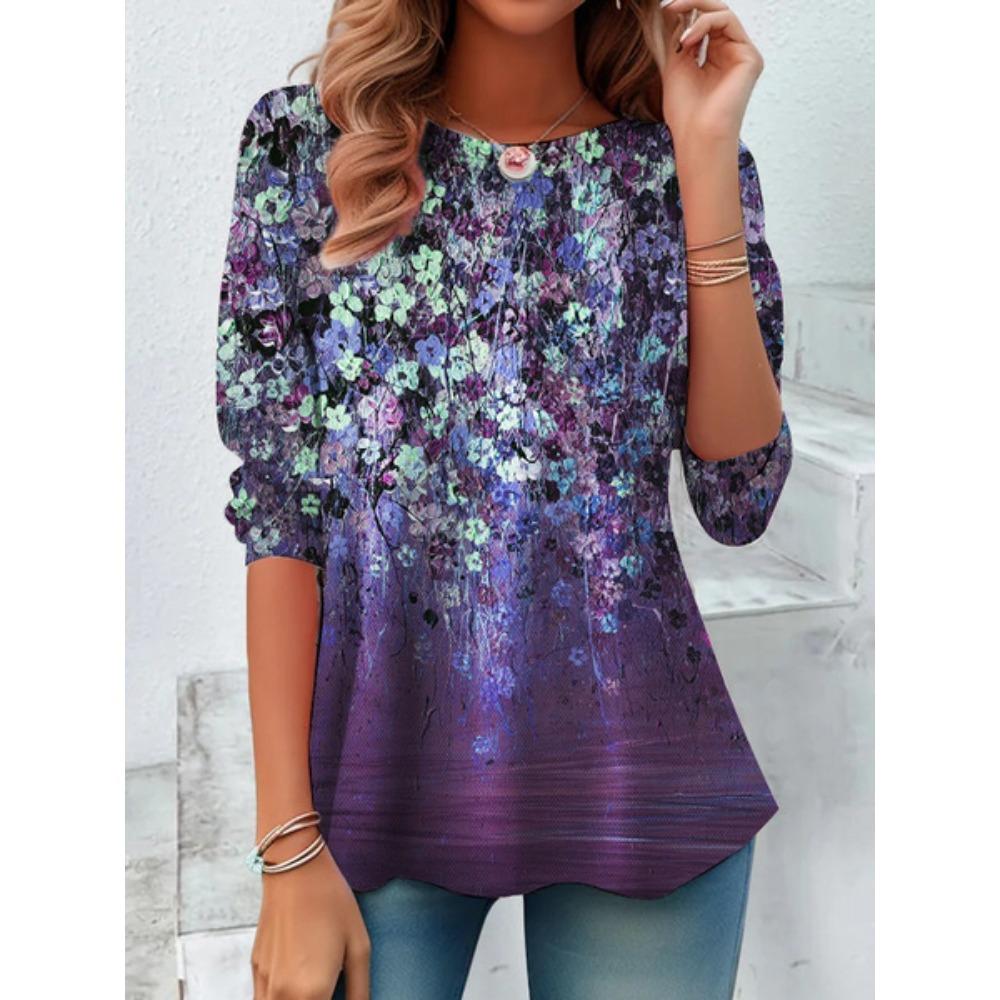 Summer Women's 3D Printed Long-sleeve T-shirt Is Fashionable, Versatile, Breathable, Trendy, and Casual