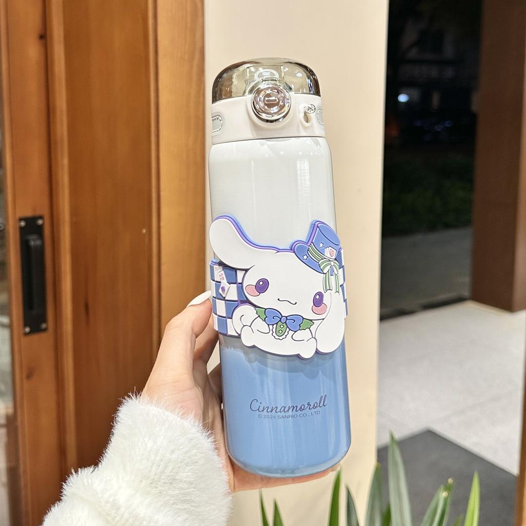 500ml Kitten KUROMI Vacuum Thermos Cup Stainless Steel Insulated Bottle with Lifting Rope Portable Outdoor Drinking Water Cup