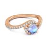 Moonstone Halo Twist Pave Band Ring - 925 Sterling Silver Rose Gold Vermeil