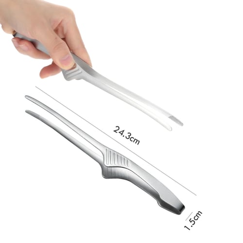 Latikaly Stainless Steel Yakiniku Tongs, Set of 2, BBQ Tongs, Non-Slip, Lightweight, Durable, and Abrasion-Resistant, Perfect for Camping, BBQs, Cooki