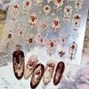 Luxurious Design 5D Nail Stickers Shiny Finish Gold Scepter Imitation Gemstone Nail Red Green Gemstone Emerald Ruby Color