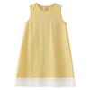 Hacikis Girls' Yellow Plaid Patchwork Vest Dress
