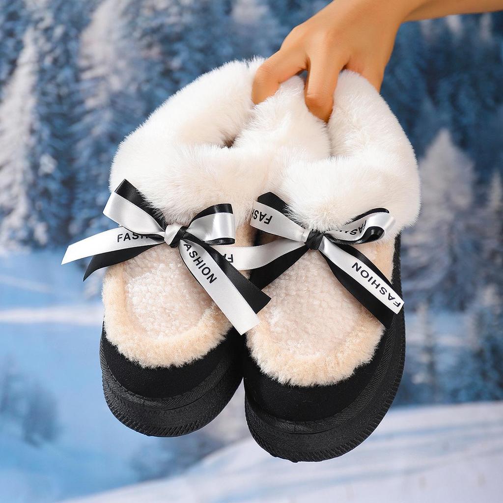 Damen 2025 Fuzzy Baumwolle Slip-On Schneestiefel: Dicke Sohle, Plus Samt, Warmer Winterstil