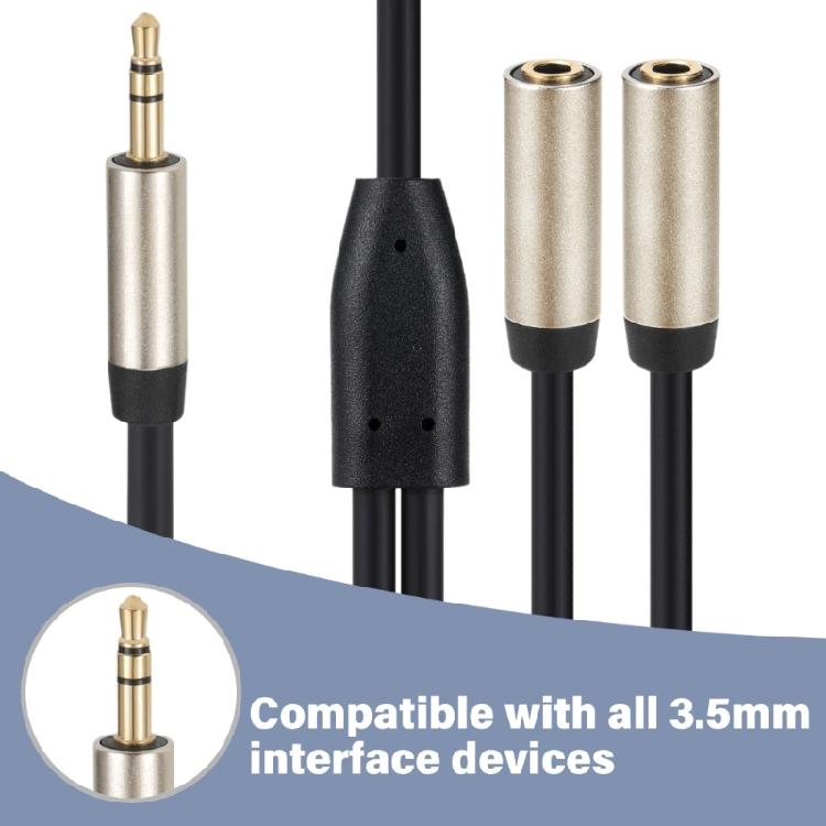 Headphone Splitter, 3.5mm Male To 2 Female Port,7.87''/20cm Right Angled Extension Cable for Phone, Tablet & More