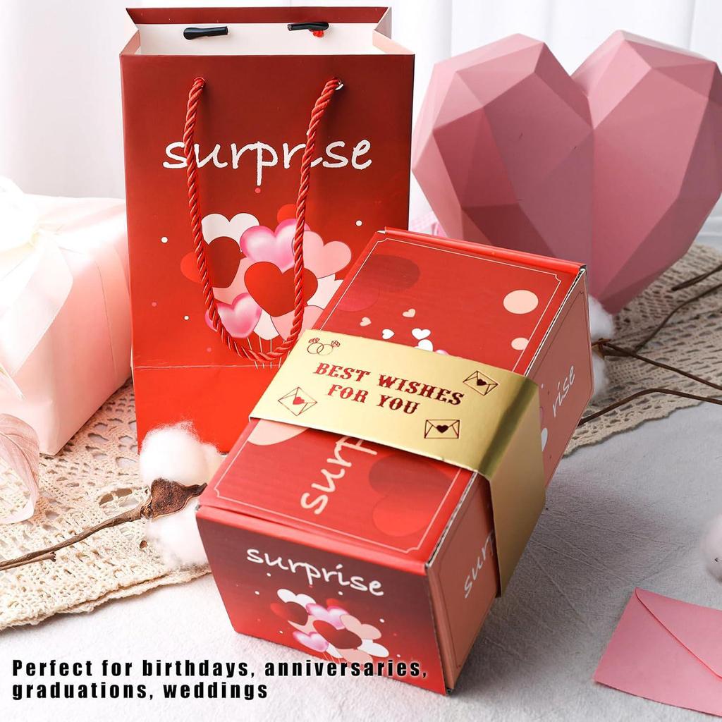 2024 Heart Style Surprise Pop-up Gift Box with Red Envelopes for Birthdays