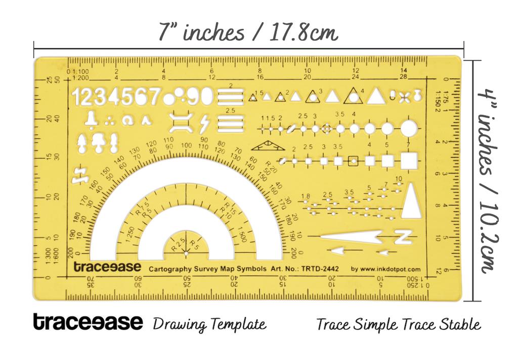 Traceease Map Drafting Cartography Survey Map Symbols Template Drawing Stencil,Designing Template Measuring Ruler