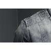 High End Men's Denim Jacket Casual Retro Big Size Stand Collar Zipper Biker Motorcycle Coat