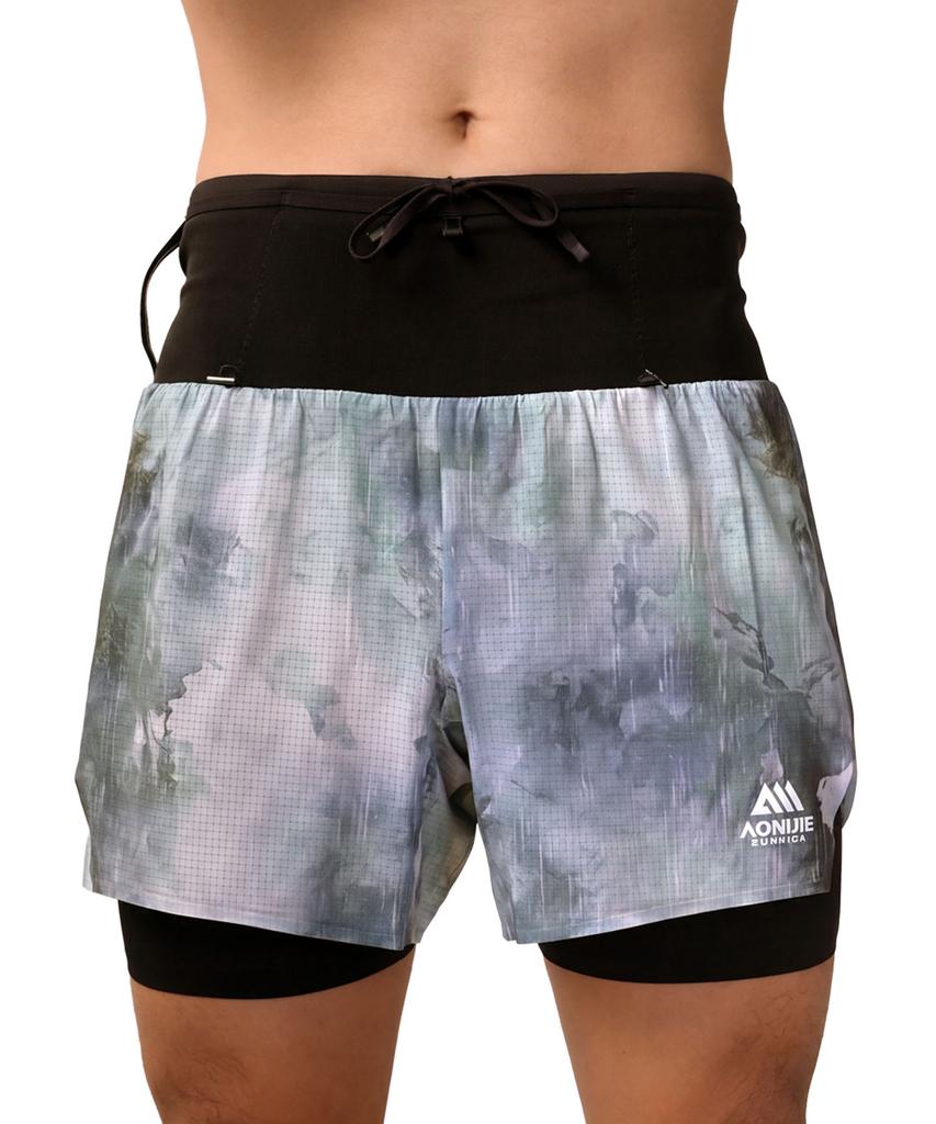 Oniji Two-In-One Running Shorts 360° Storage Pocket Mp57 (Blue Tie-Dye)