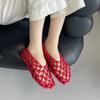 Fashion Breathable Mesh Woven Flat Sandals Women Fashion Round Toe Shallow Brand Designer Shoes Comfortable 35-43 Large Size Beach Shoes