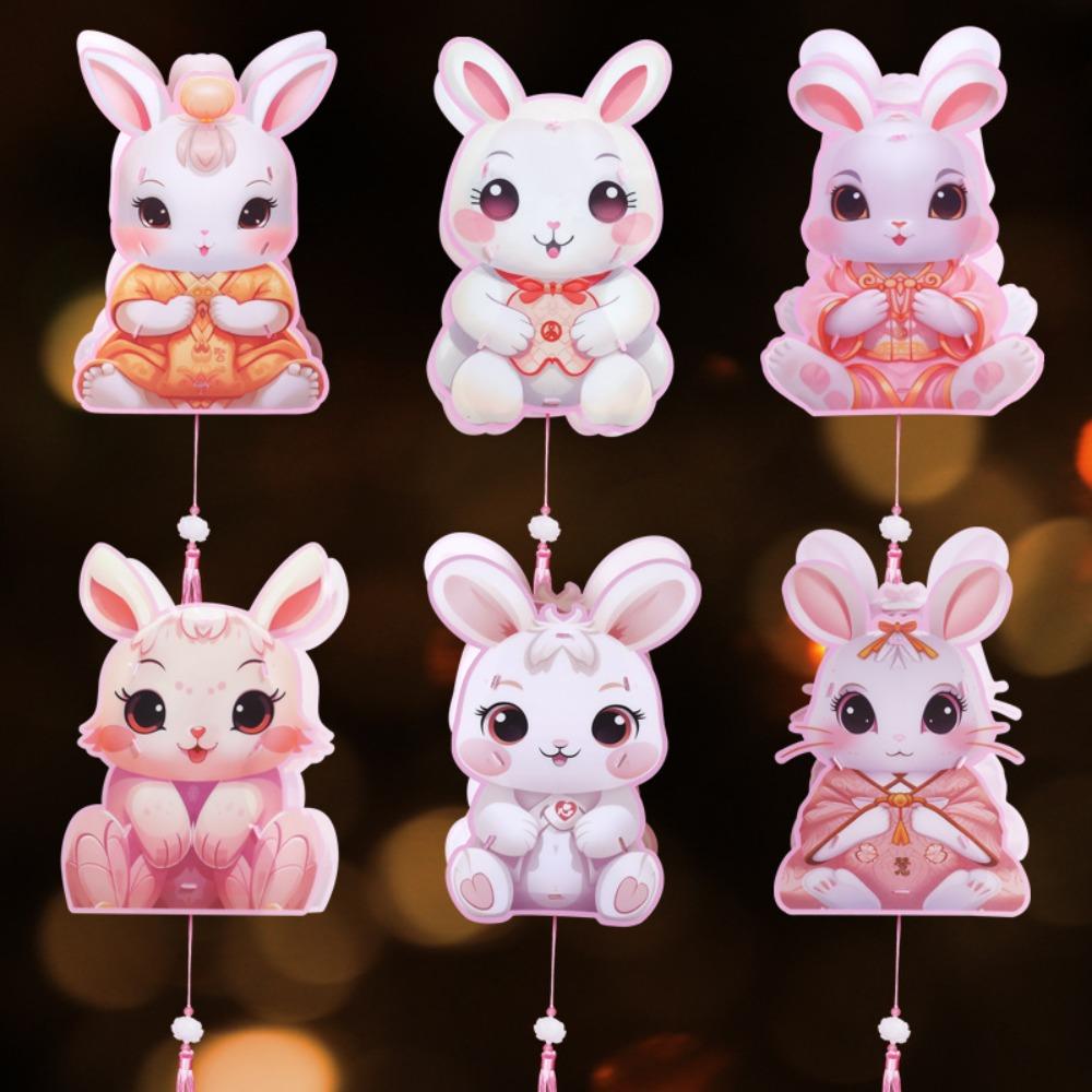 LED Lysfestival Lanternematerialsett Søte Tegneserie Kaninlamper Fotorekvisitter