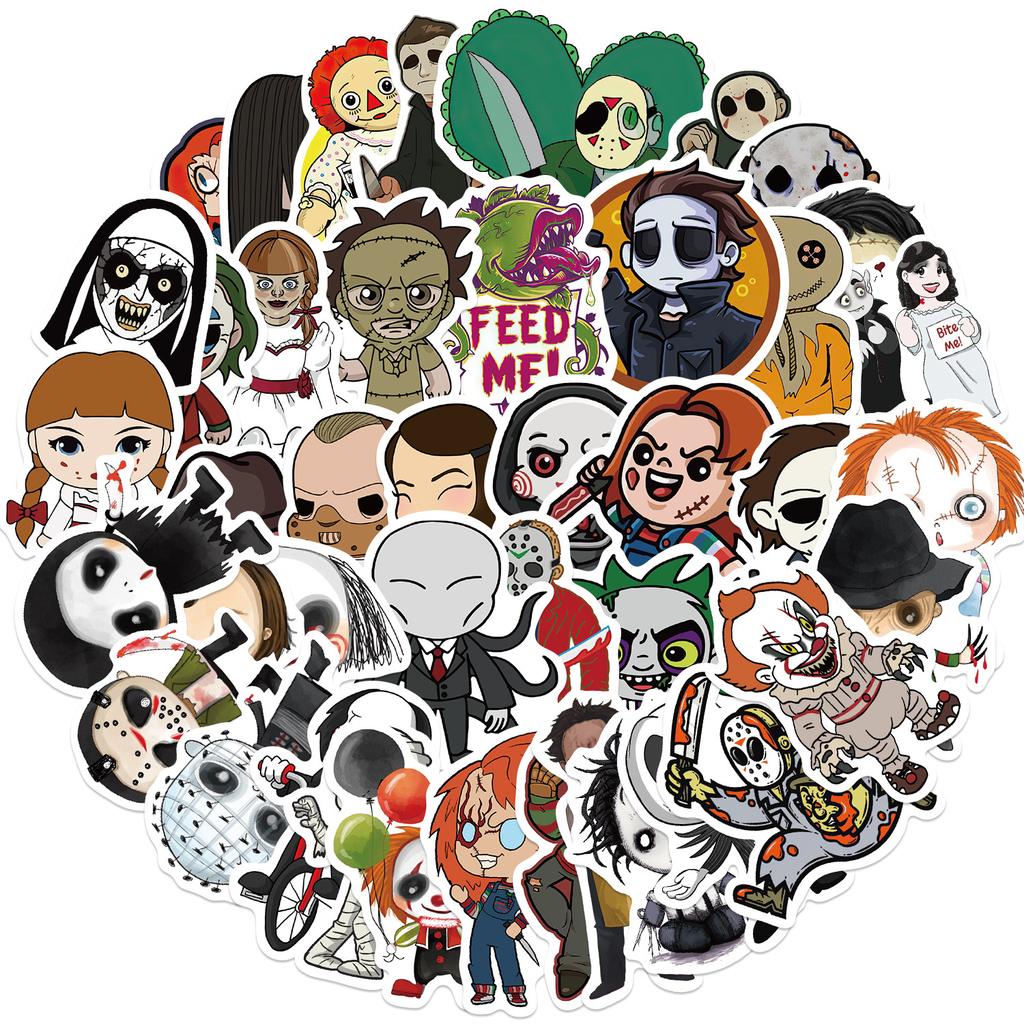 50 Q Version Horror Movie Character Stickers Guitar Notebook Suitcase DIY Waterproof Stickers