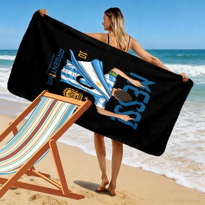 Asciugamano da Spiaggia con Stampa Leggendaria di Messi, Asciugamano Grande Morbido Asciugatura Rapida per Spiaggia Campeggio Nuoto