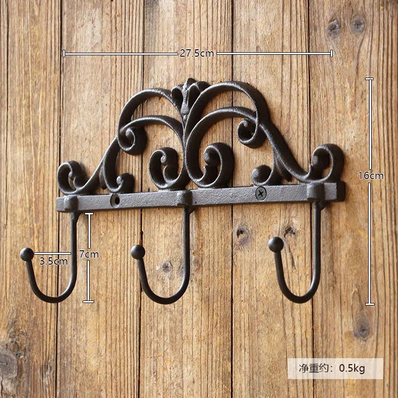 Retro Iron Art Cast Iron Hook Courtyard Garden Outdoor Wall Decoration Clothing Store Clothing Hat European Style Clothes-hook