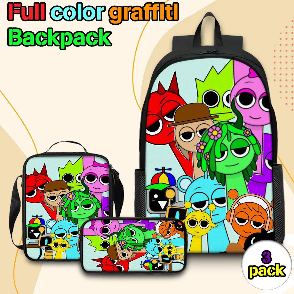 Sprunki Rhythm Box Backpack Primary School Third and Fourth Grades Lightweight Student School Bag L