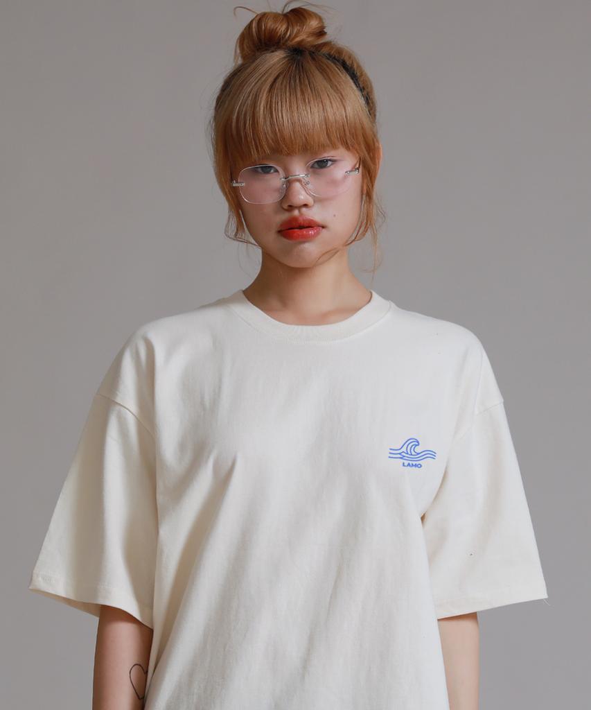 LIKE THE MOST Surfing Ramo Oversized Short Sleeve T-Shirt_Cream