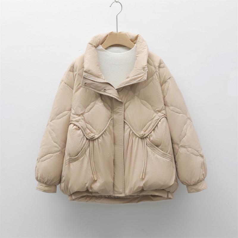 Feather 90 White Duck Down New National Standard Autumn and Winter New Stand-up Collar Solid Color Simple Down Jacket Women