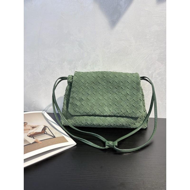 Woven Suede Leather Crossbody Bag Women Small Square Top-Flap Shoulder Daily Commute Stylish Handcrafted