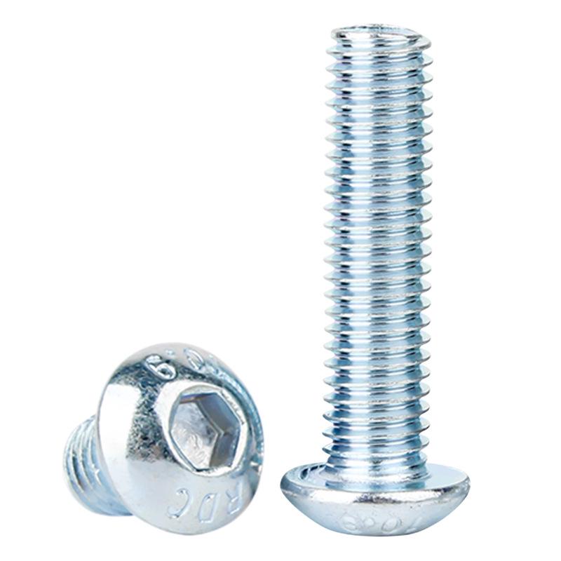 10.9 Grade High-Strength Blue & White Zinc Hex Socket Screws & Round Cup Head Bolts M4 M5 M6