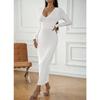 Women's Clothing Independent Station Sexy V-neck Hip-hugging Long-sleeved Dress