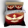 White Dove with Flame on Red Background Bedding set (1 duvet cover, 2 pillowcases, duvet not included)