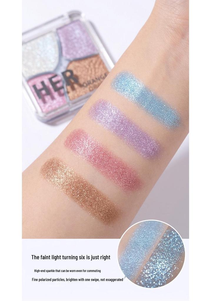 HERORANGE Four-Color Shimmer Highlighter & Eyeshadow Palette