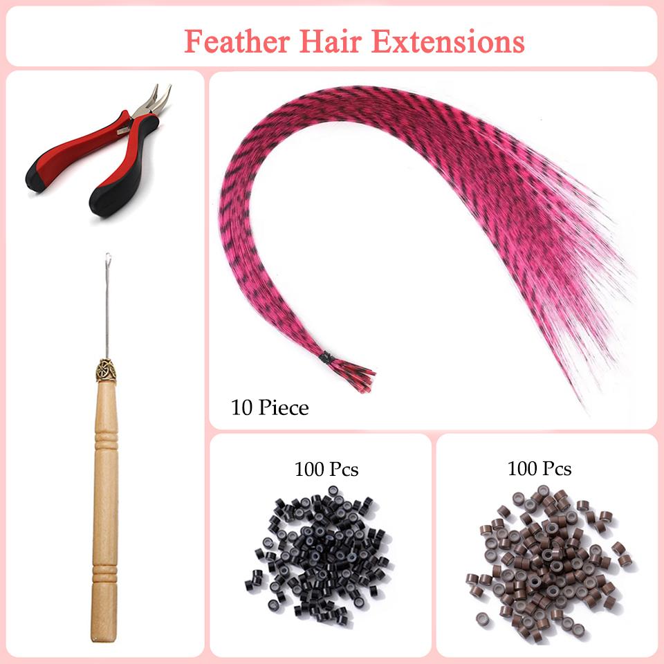 

Синтетические перьевые накладные волосы 10 штук, искусственные волосы I Tip Rainbow, синтетические волосы 16 дюймов, накладные перья для наращивания волос