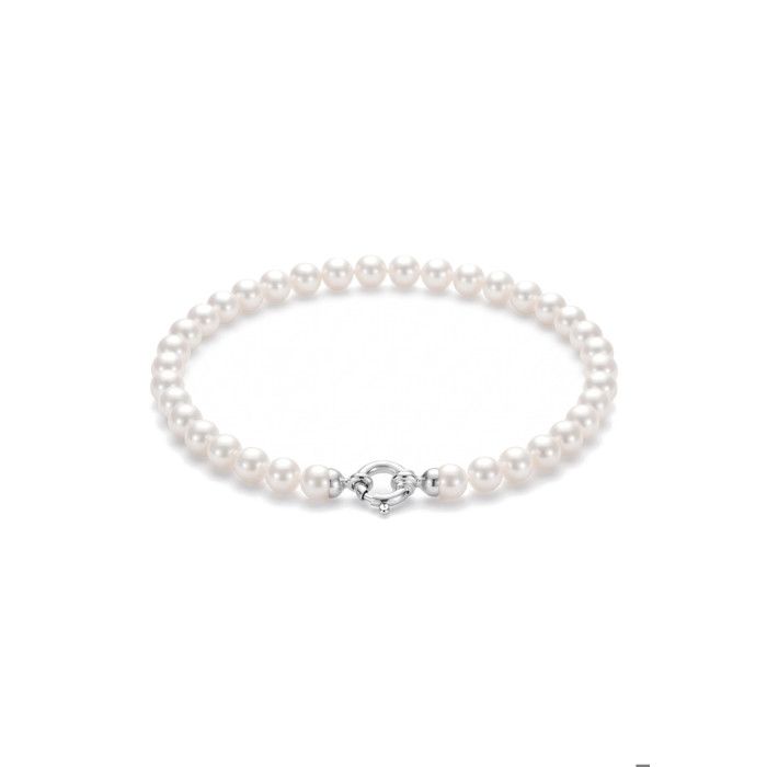 Bracelet - PEARLS &amp; COLORS - Prestige - Perle d'eau douce 8-9 mm - Blanche - Or blanc 9 ct
