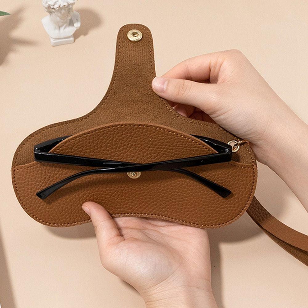 Hanging Neck PU Leather Glasses Bag Printing Sunglasses Eyeglass Bag Glasses Storage Bag  Outdoor