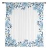 Blue Watercolor Flower Tulle Curtains For Living Room Chiffon Voile Sheer Window Curtain For Bedroom