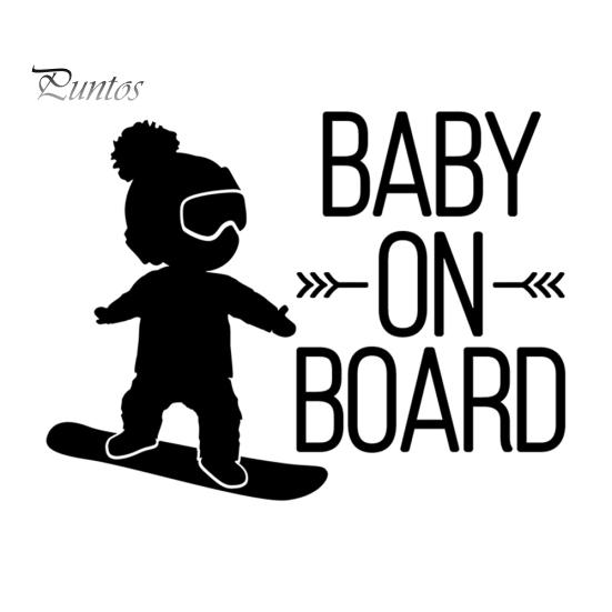 16x12cm BABY AAN BOORD Snowboard Waterdichte Auto Styling Raamsticker Decal