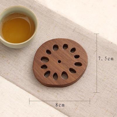 Chinese Style Black Walnut Lotus Coasters