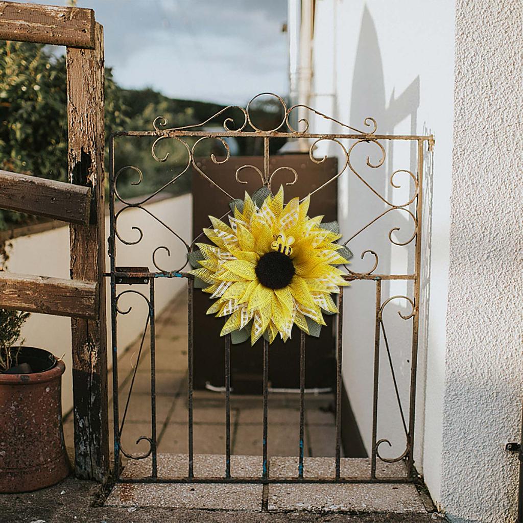 Simulation Leaf Bee SunflowerWreath Artificial Garland Hanging Pendants Wedding