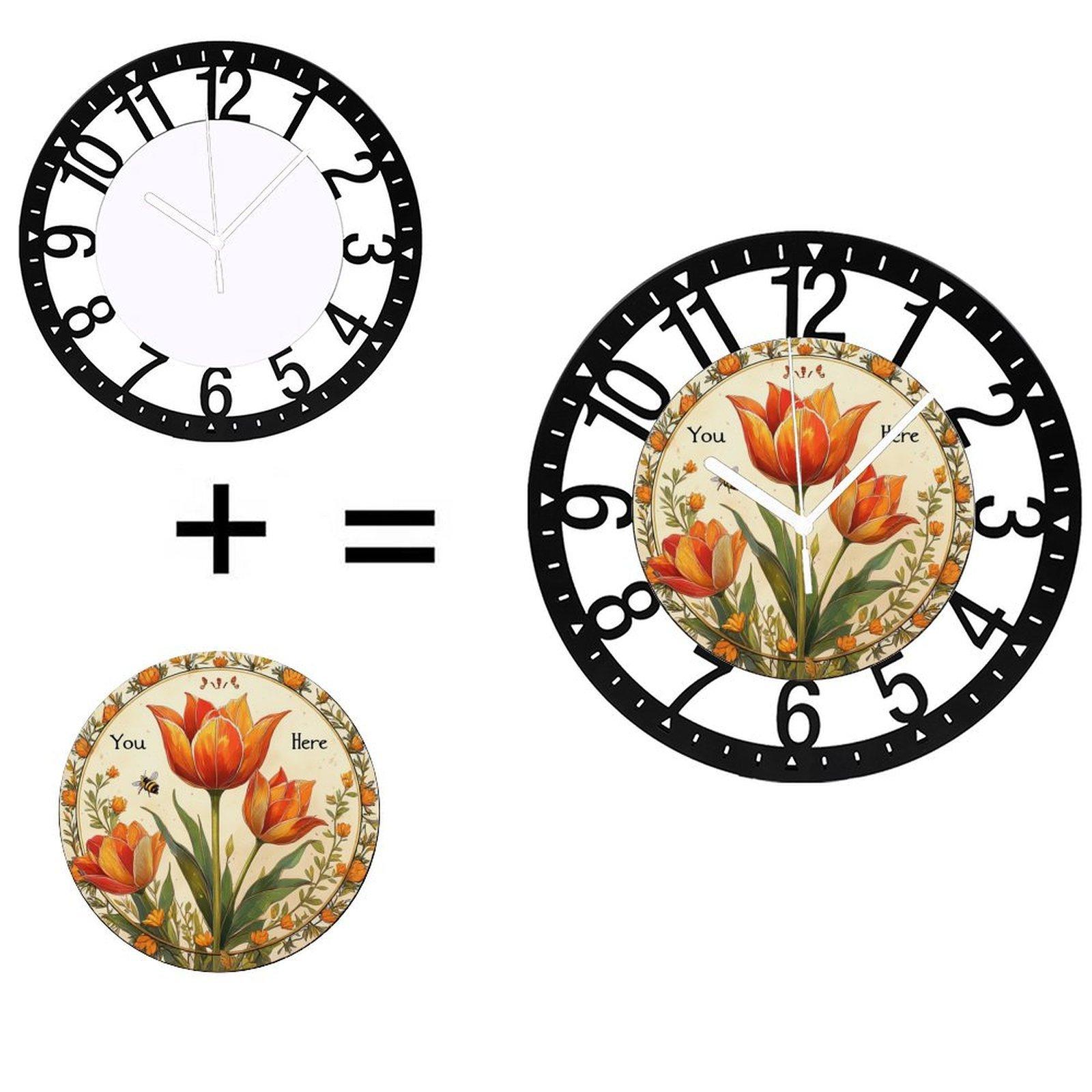 Scandinavian 25cm Circular Iron Wall Clock with Simple Style (Black,10 inch(25.40cm))