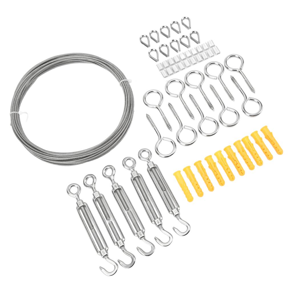 Rubber Coated Stainless Steel Wire Rope Kit String Light Hanging Kit Outdoor Garden Railing Cable Set