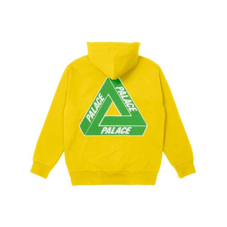 Palace Ultimo Series Tri-Chenille Hooded Sweatshirt With Triangle Logo Men hoodies Yellow PAL-FW21-408 M