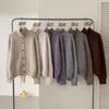 Korean Minimalist Wool High Neck Women's Button-Up Cardigan – Trendy Autumn/Winter Knitwear