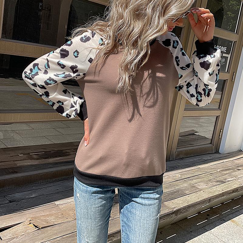 YYFS Dámská móda Leopardí potisk Podzim Zima Dlouhý rukáv Svetry s výstřihem do O
