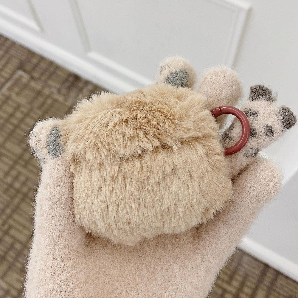 Étui pour écouteurs en peluche chaud et mignon pour Apple Airpods Pro 3 2 1 Housse souple en fourrure pour boîtier de chargement sans fil Bluetooth pour Air Pods Pro For AirPods Pro marron