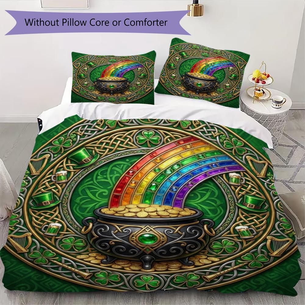 

St. Patrick s Day Pattern Bedding uilt Set uilt Cover Pillowcase Home Decoration Birthday Gift (1 * duvet cover + 2 * pillowcase without core)12 135x200cm