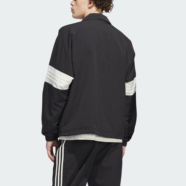 Adidas Originals Color-Block Single-Breasted Sports Long Sleeve Jacket Unisex Outerwear Black IM9646
